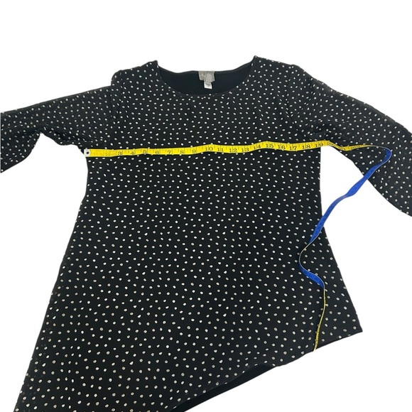 Chico’s Travelers Womens Black & White Polka Dot Asymmetrical Knit Top Artsy M - Picture 9 of 12